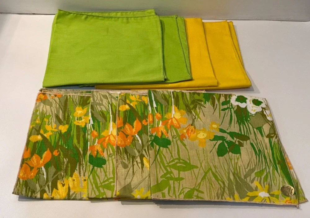 🌼 Vintage Bella Floral Napkins Lot 8 Mid Century Linen Blend 16.5”